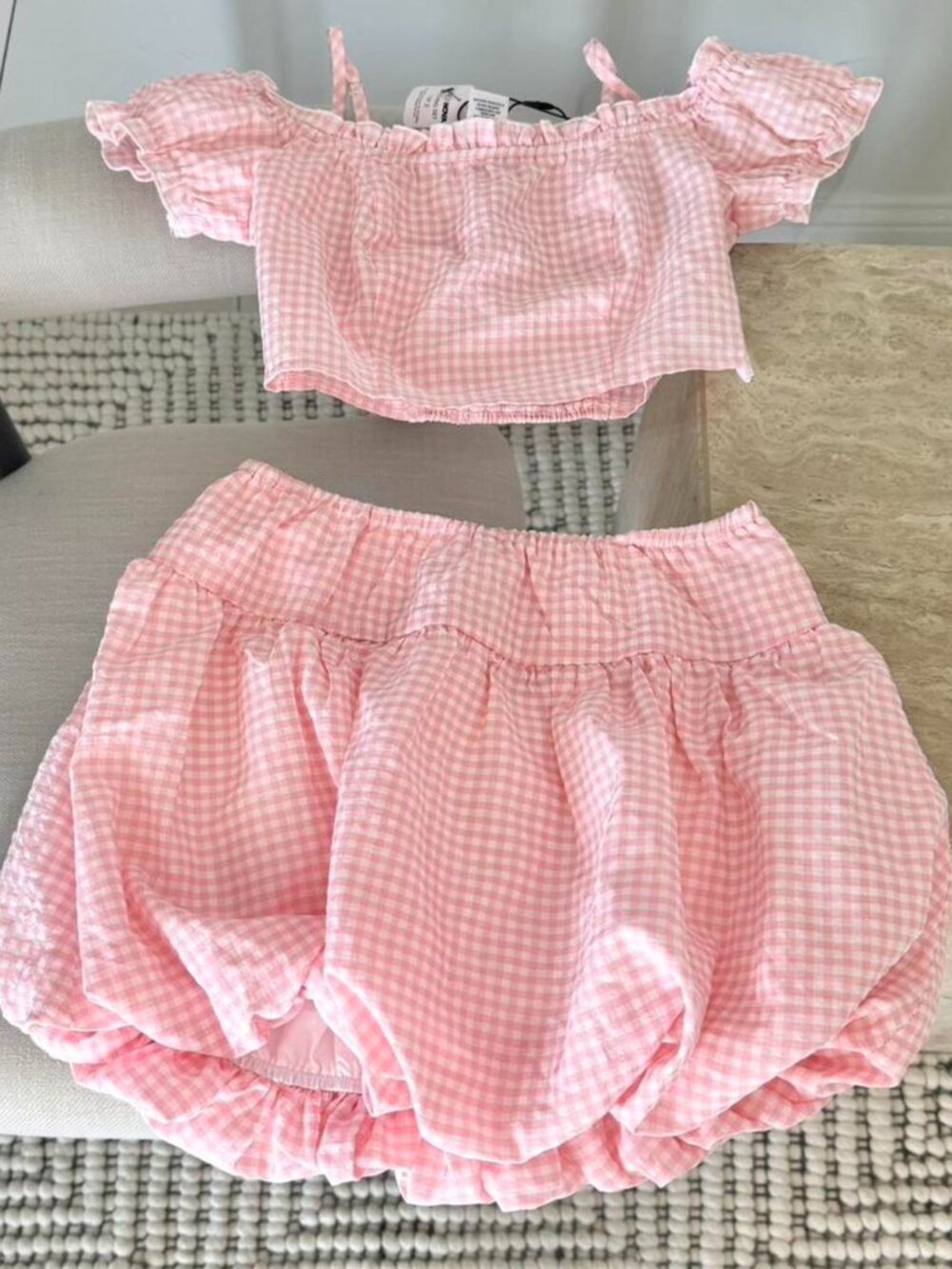 NWT Pink Gingham Matching Set